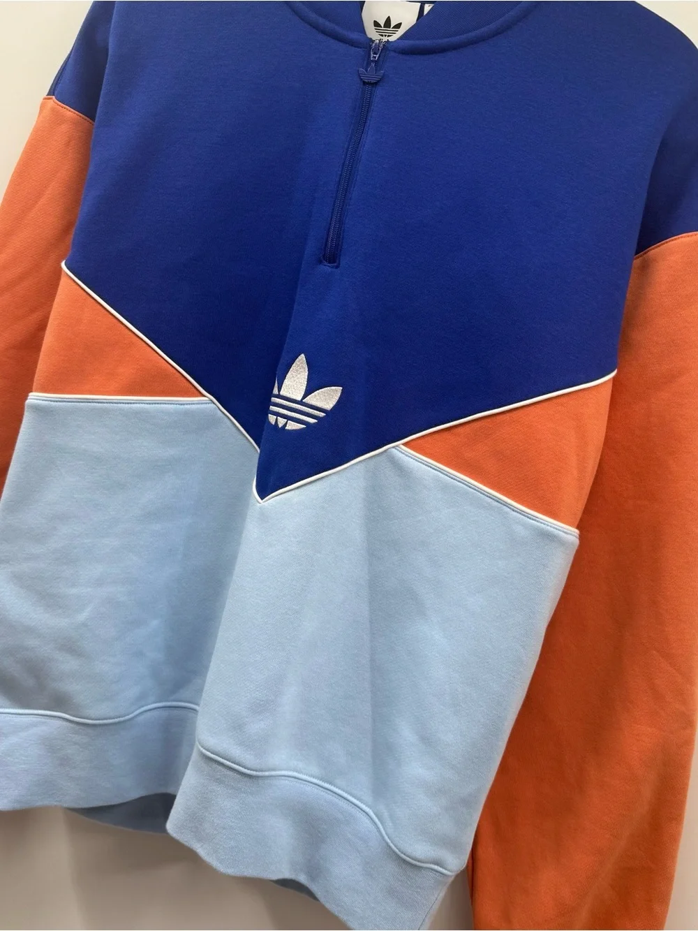 adidas Colorblock Lightweight Shirt Jacket in Blue, Light Blue & Orange